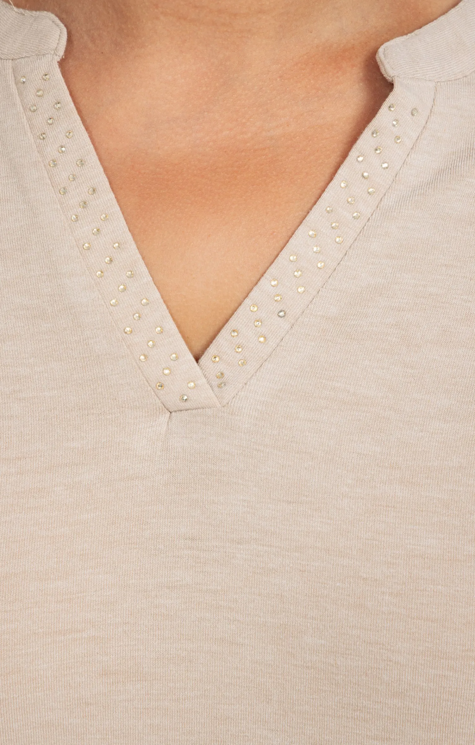 Toscane Boutique Tee-shirts|Tee-shirt maille chaude BEIGE