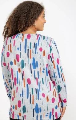 Toscane Boutique Tee-shirts|Tee-shirt maille chaude col V GRIS