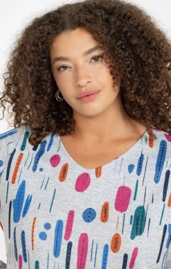 Toscane Boutique Tee-shirts|Tee-shirt maille chaude col V GRIS