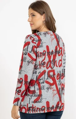 Toscane Boutique Tee-shirts|Tee-shirt maille chaude imprimé ROUGE