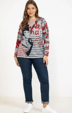 Toscane Boutique Tee-shirts|Tee-shirt maille chaude imprimé ROUGE