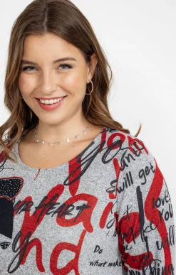 Toscane Boutique Tee-shirts|Tee-shirt maille chaude imprimé ROUGE