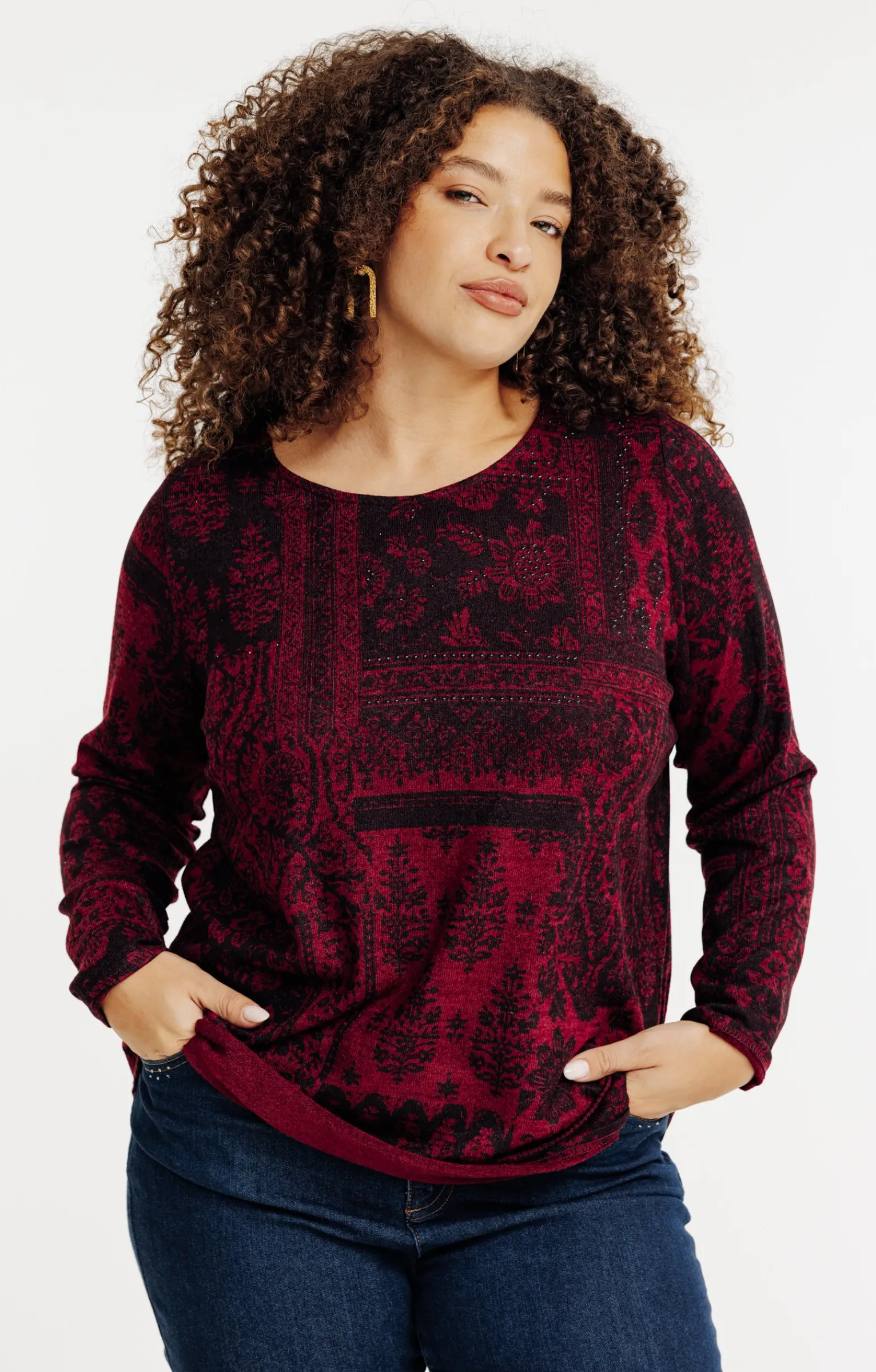 Toscane Boutique Tee-shirts|Tee-shirt maille chaude imprimé TERRACOTTA