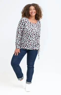 Toscane Boutique Tee-shirts|Tee-shirt maille chaude imprimé léopard GRIS