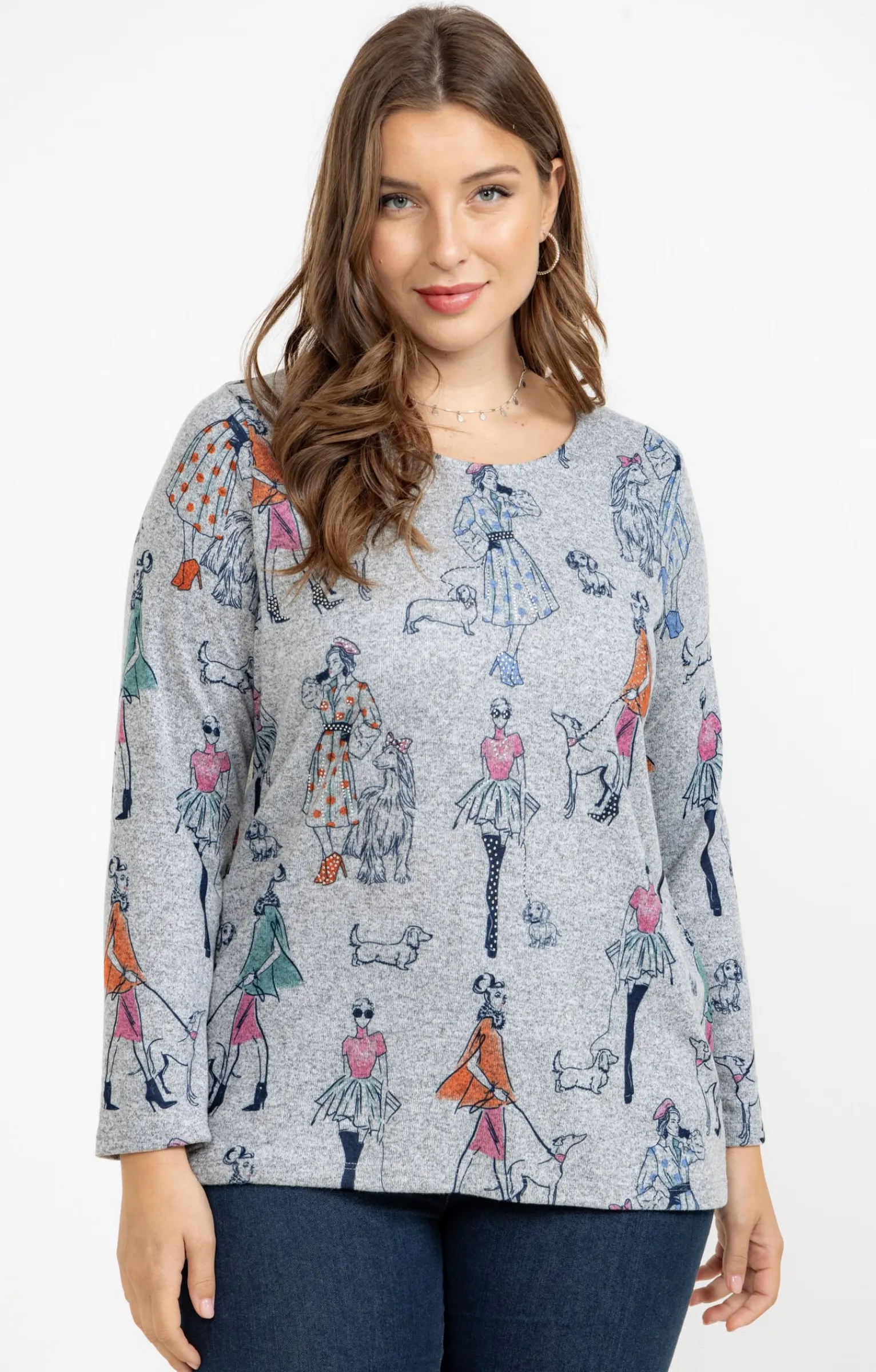 Toscane Boutique Tee-shirts|Tee-shirt maille chaude imprimé GRIS