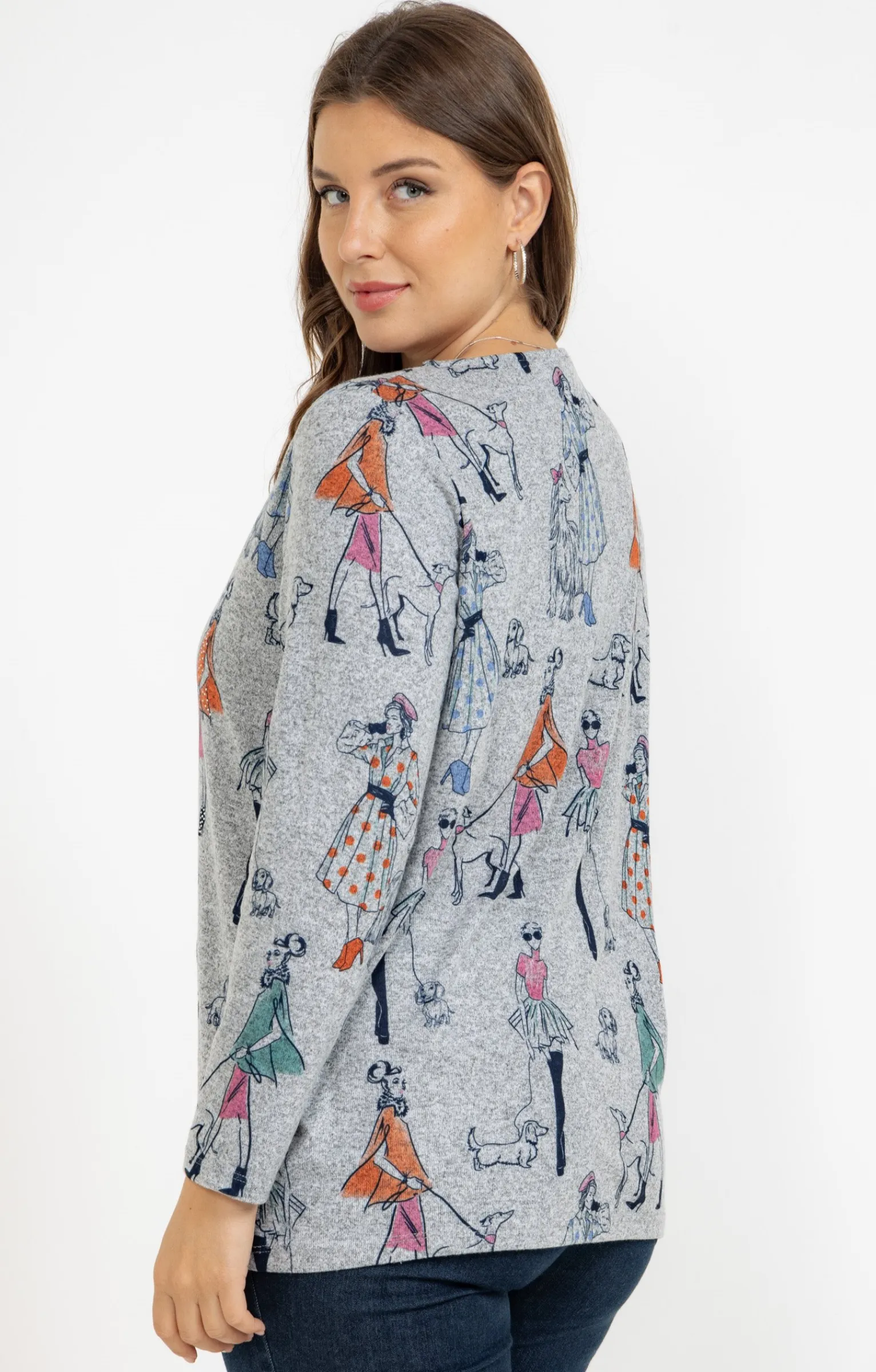 Toscane Boutique Tee-shirts|Tee-shirt maille chaude imprimé GRIS