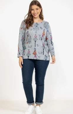 Toscane Boutique Tee-shirts|Tee-shirt maille chaude imprimé GRIS