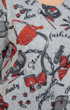 Toscane Boutique Tee-shirts|Tee-shirt maille chaude imprimé ROUGE