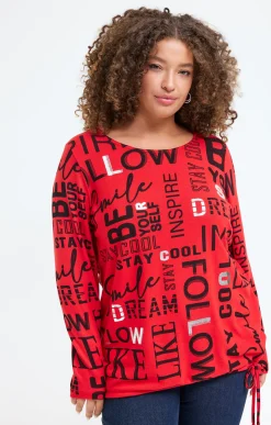 Toscane Boutique Tee-shirts|Tee-shirt maille chaude imprimé ROUGE