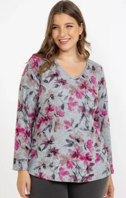 Toscane Boutique Tee-shirts|Tee-shirt maille chaude imprimé FUCHSIA