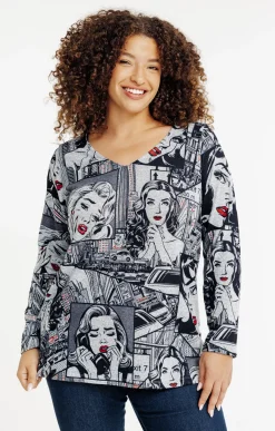 Toscane Boutique Tee-shirts|Tee-shirt maille chaude imprimé GRIS