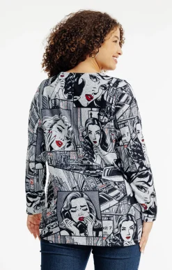 Toscane Boutique Tee-shirts|Tee-shirt maille chaude imprimé GRIS