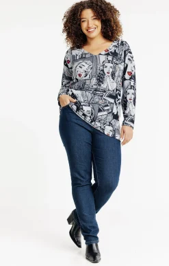 Toscane Boutique Tee-shirts|Tee-shirt maille chaude imprimé GRIS