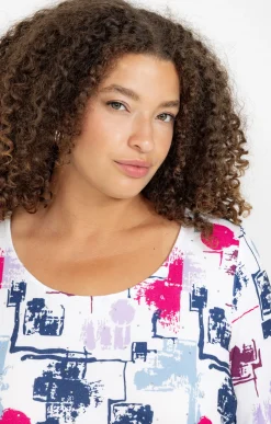 Toscane Boutique Tee-shirts|Tee-shirt maille chaude imprimé ECRU