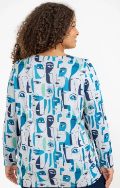 Toscane Boutique Tee-shirts|Tee-shirt maille chaude imprimé visages GRIS