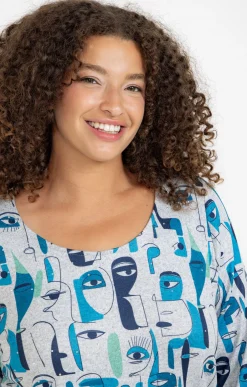 Toscane Boutique Tee-shirts|Tee-shirt maille chaude imprimé visages GRIS