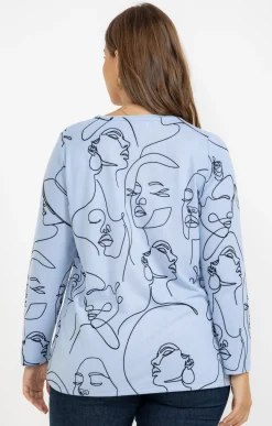 Toscane Boutique Tee-shirts|Tee-shirt maille chaude imprimé visages BLEU ORAGE