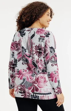 Toscane Boutique Tee-shirts|Tee-shirt maille chaude imprimé FUCHSIA