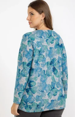 Toscane Boutique Tee-shirts|Tee-shirt maille chaude imprimé TURQUOISE