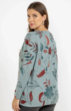 Toscane Boutique Tee-shirts|Tee-shirt maille chaude imprimé visages KAKI CLAIR