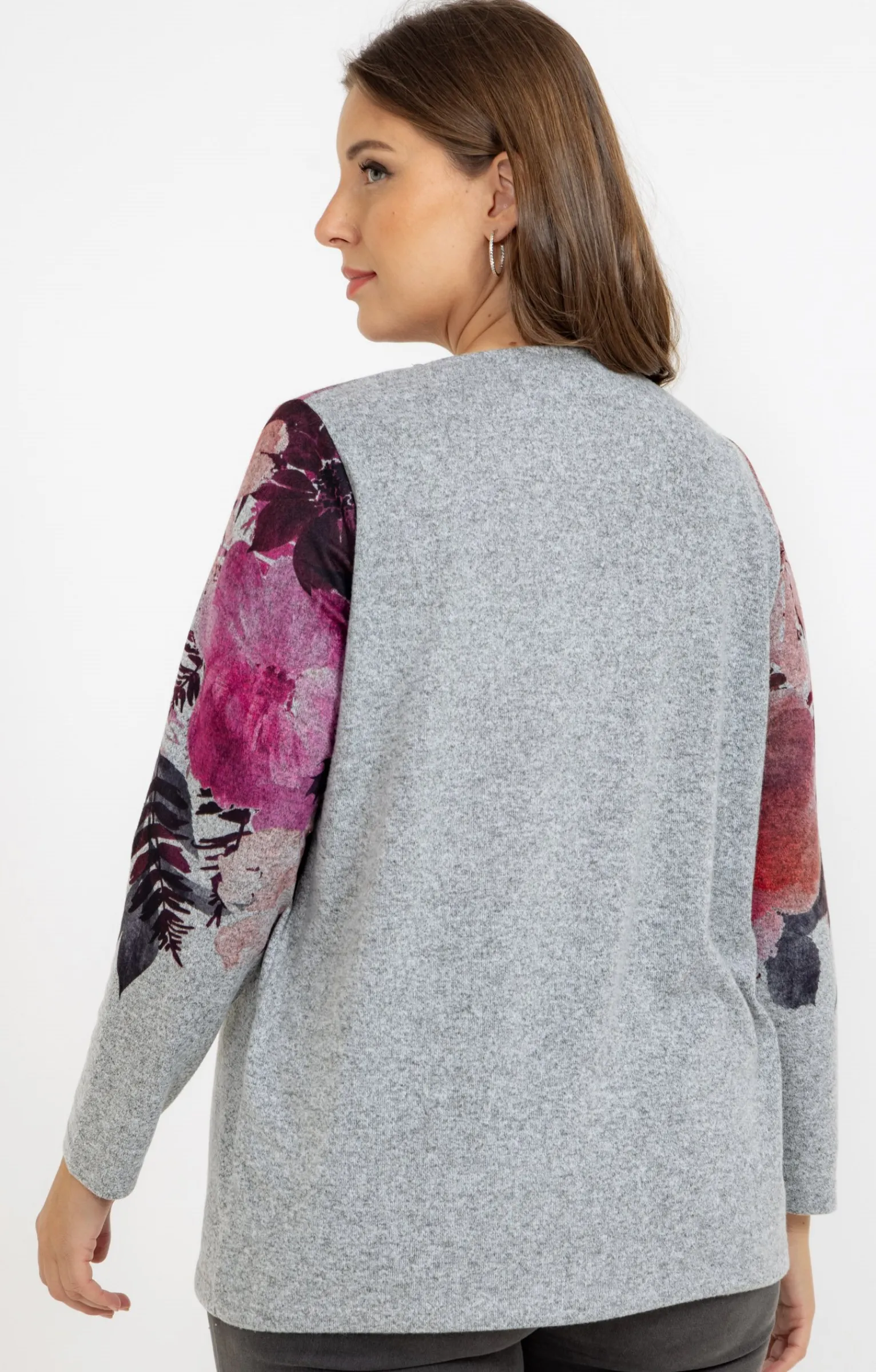 Toscane Boutique Tee-shirts|Tee-shirt maille chaude imprimé fleurs GRIS