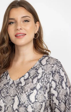 Toscane Boutique Tee-shirts|Tee-shirt maille chaude imprimé python BEIGE