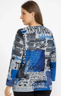 Toscane Boutique Tee-shirts|Tee-shirt maille chaude imprimé BLEU DUR