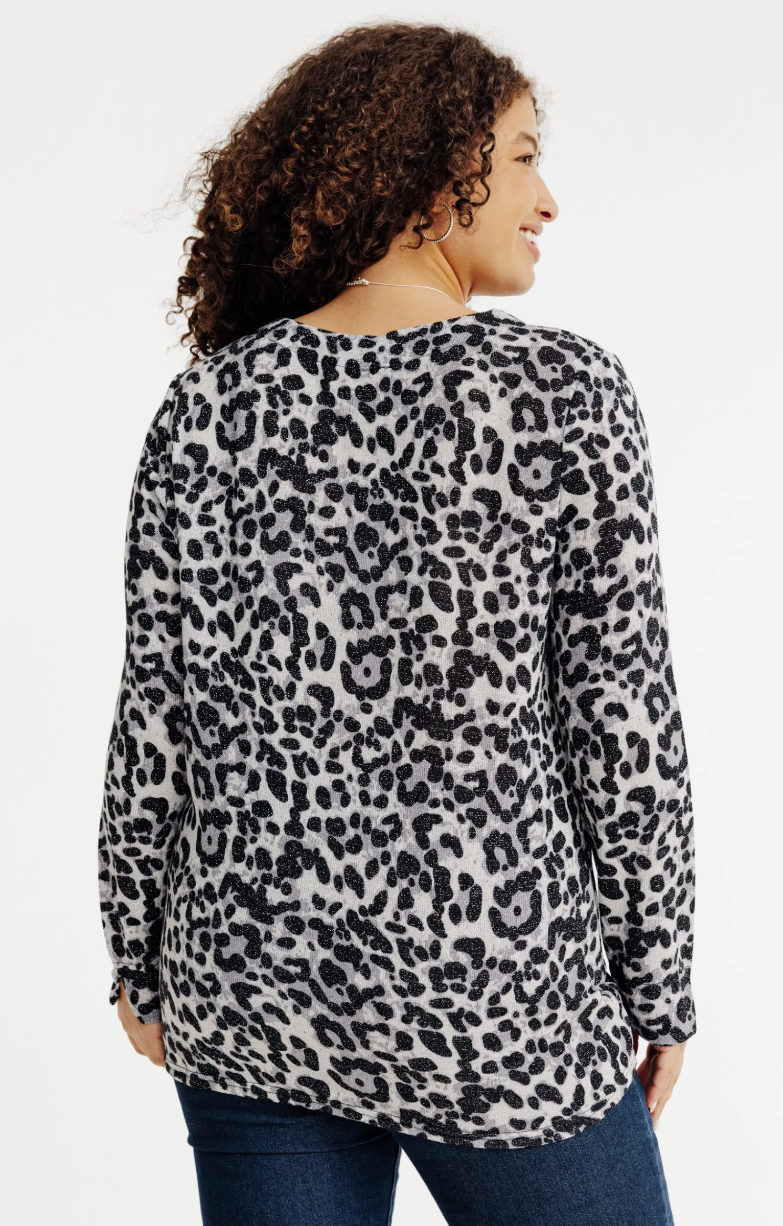 Toscane Boutique Tee-shirts|Tee-shirt maille chaude léopard GRIS