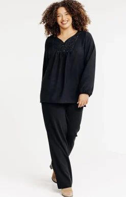 Toscane Boutique Tee-shirts|Tee-shirt uni avec plastron NOIR