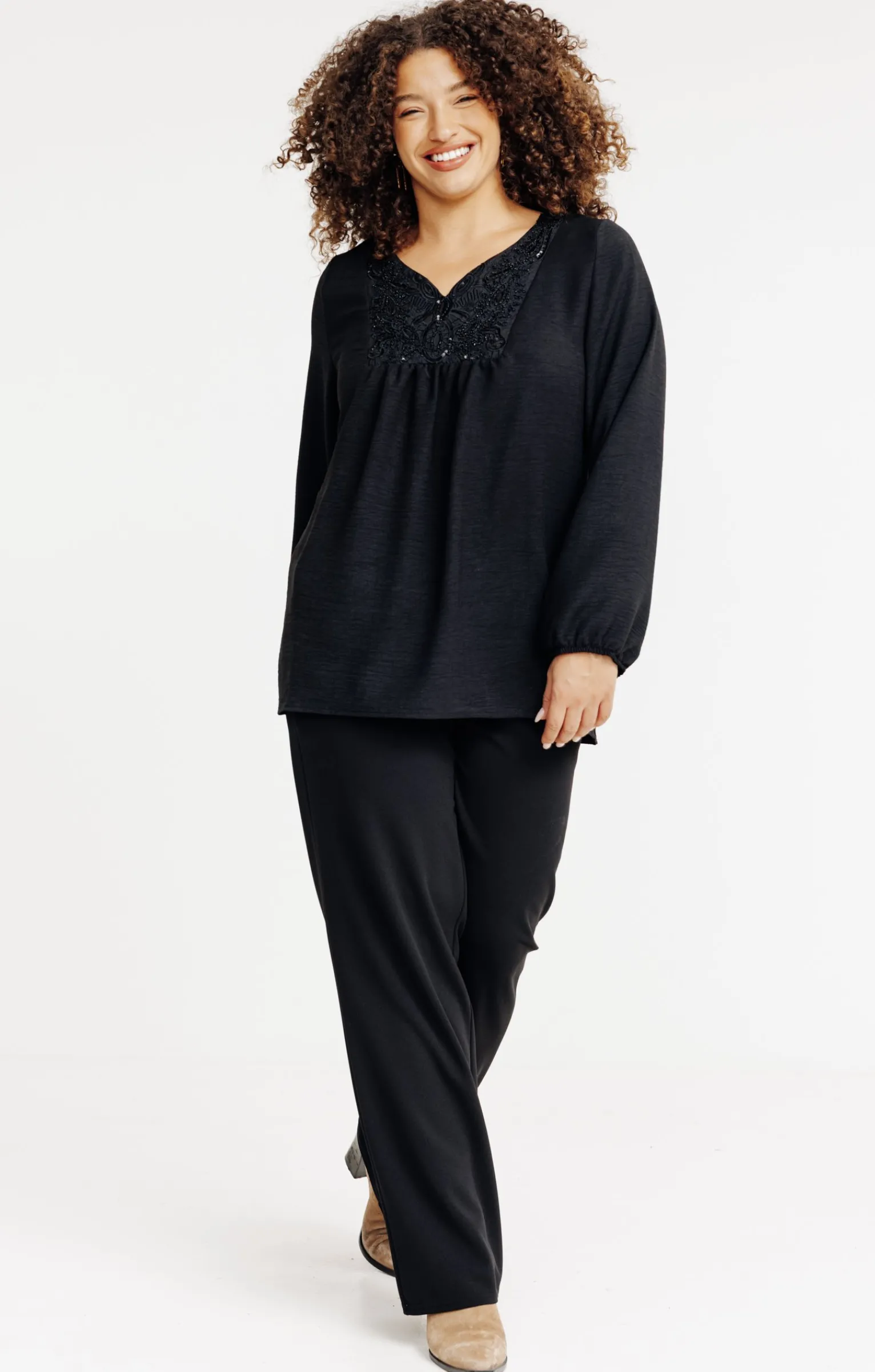 Toscane Boutique Tee-shirts|Tee-shirt uni avec plastron NOIR