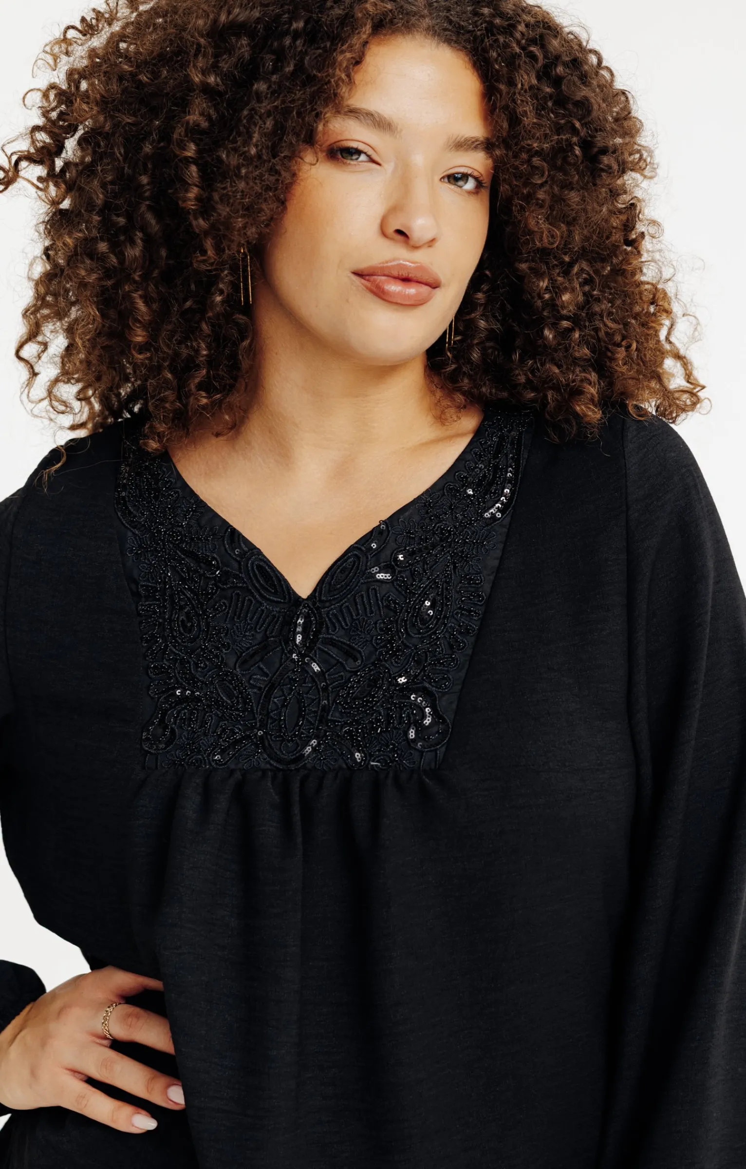 Toscane Boutique Tee-shirts|Tee-shirt uni avec plastron NOIR