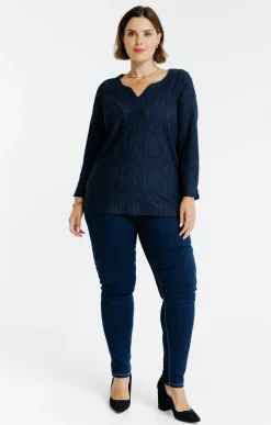 Toscane Boutique Tee-shirts|Tee-shirt uni reliéfé MARINE