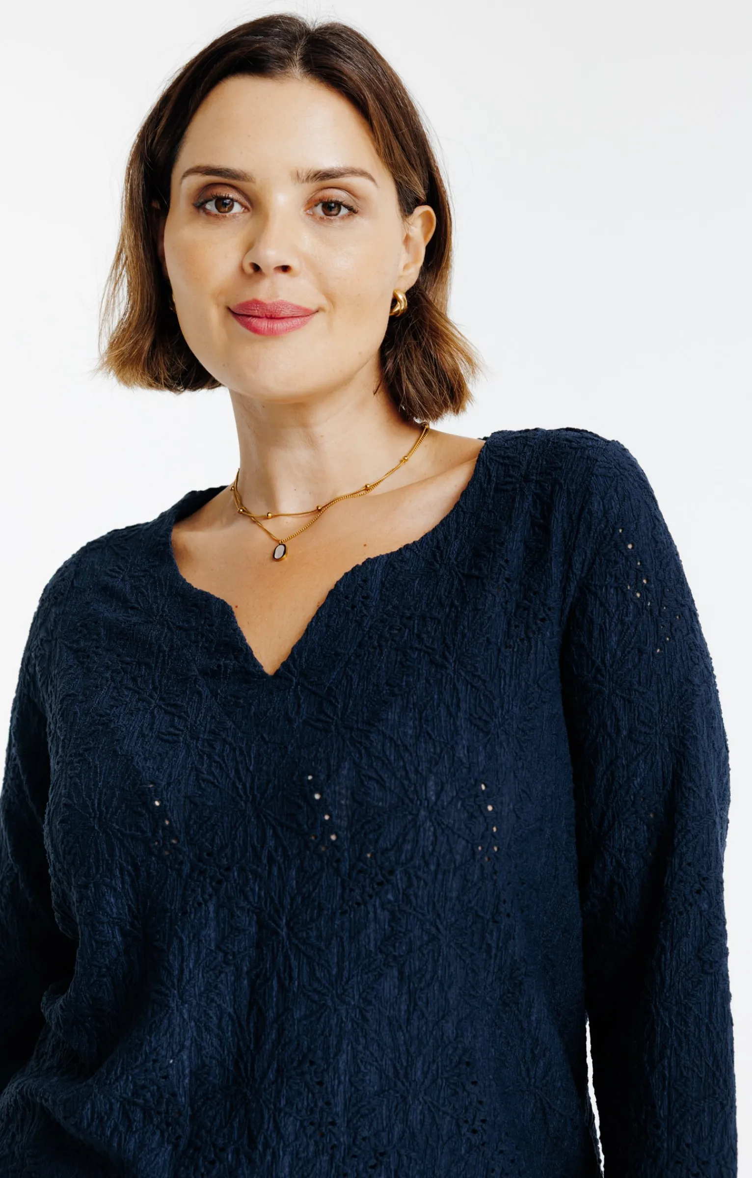 Toscane Boutique Tee-shirts|Tee-shirt uni reliéfé MARINE