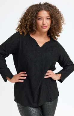 Toscane Boutique Tee-shirts|Tee-shirt uni reliéfé NOIR