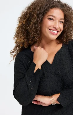 Toscane Boutique Tee-shirts|Tee-shirt uni reliéfé NOIR