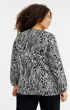 Toscane Boutique Tee-shirts|Tee-shirt zébré avec collier NOIR