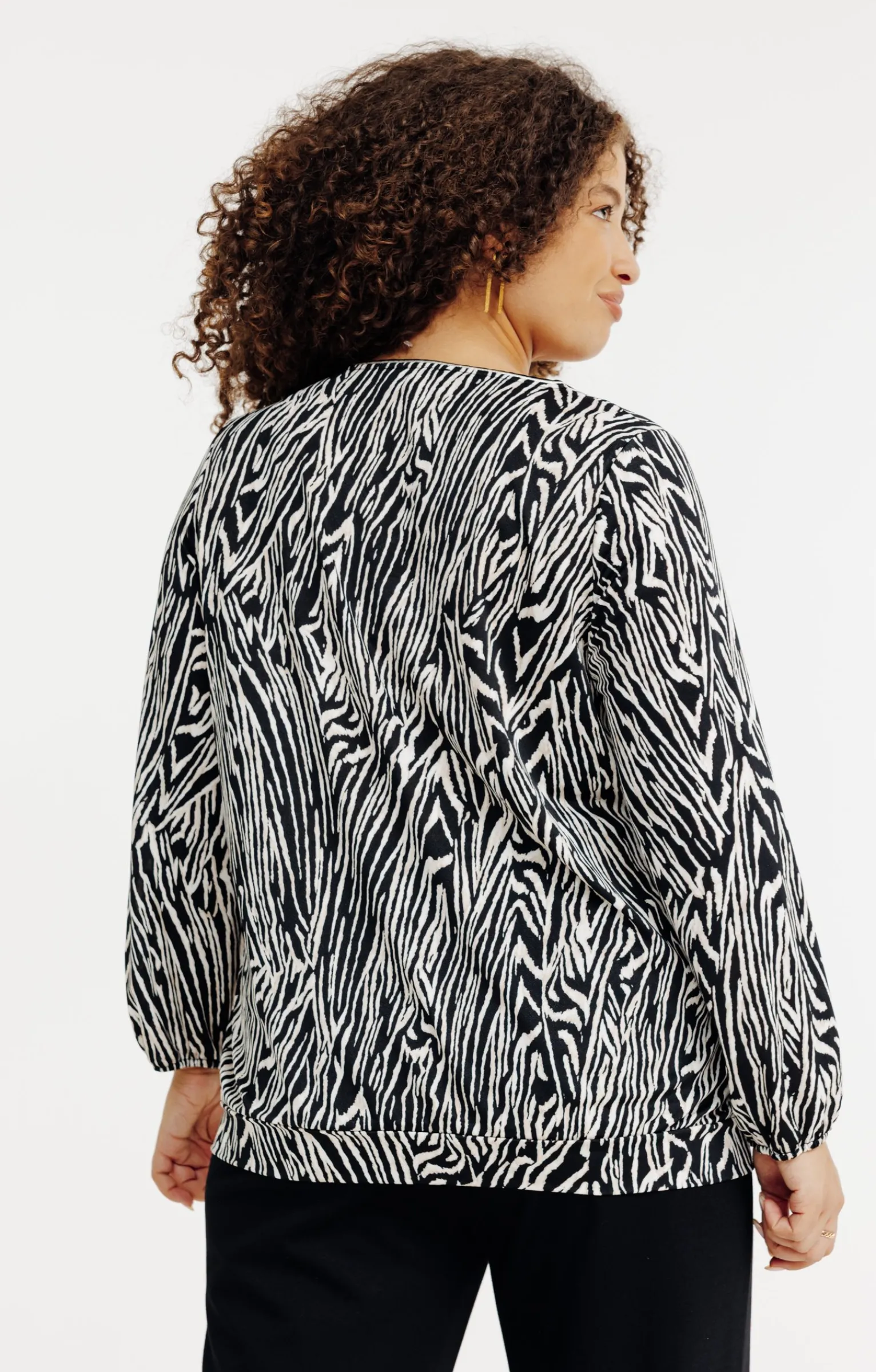 Toscane Boutique Tee-shirts|Tee-shirt zébré avec collier NOIR