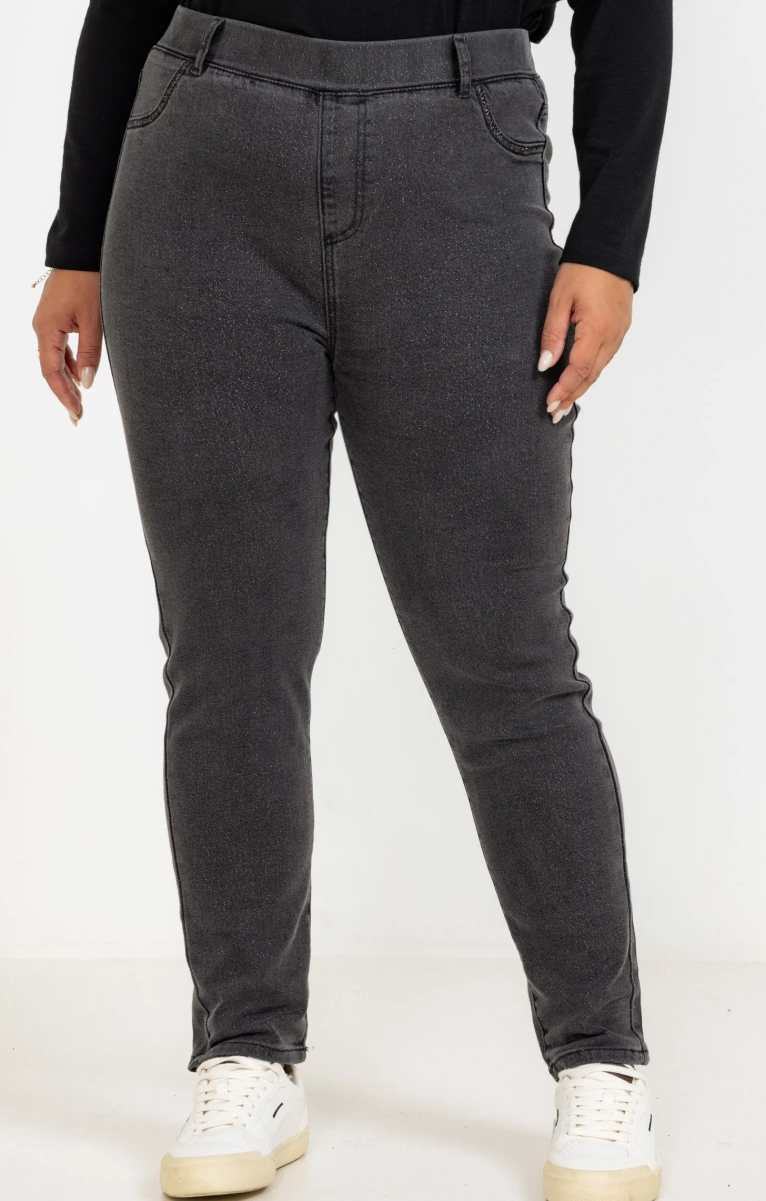Toscane Boutique Pantalons|Tregging brillant ANTHRACITE