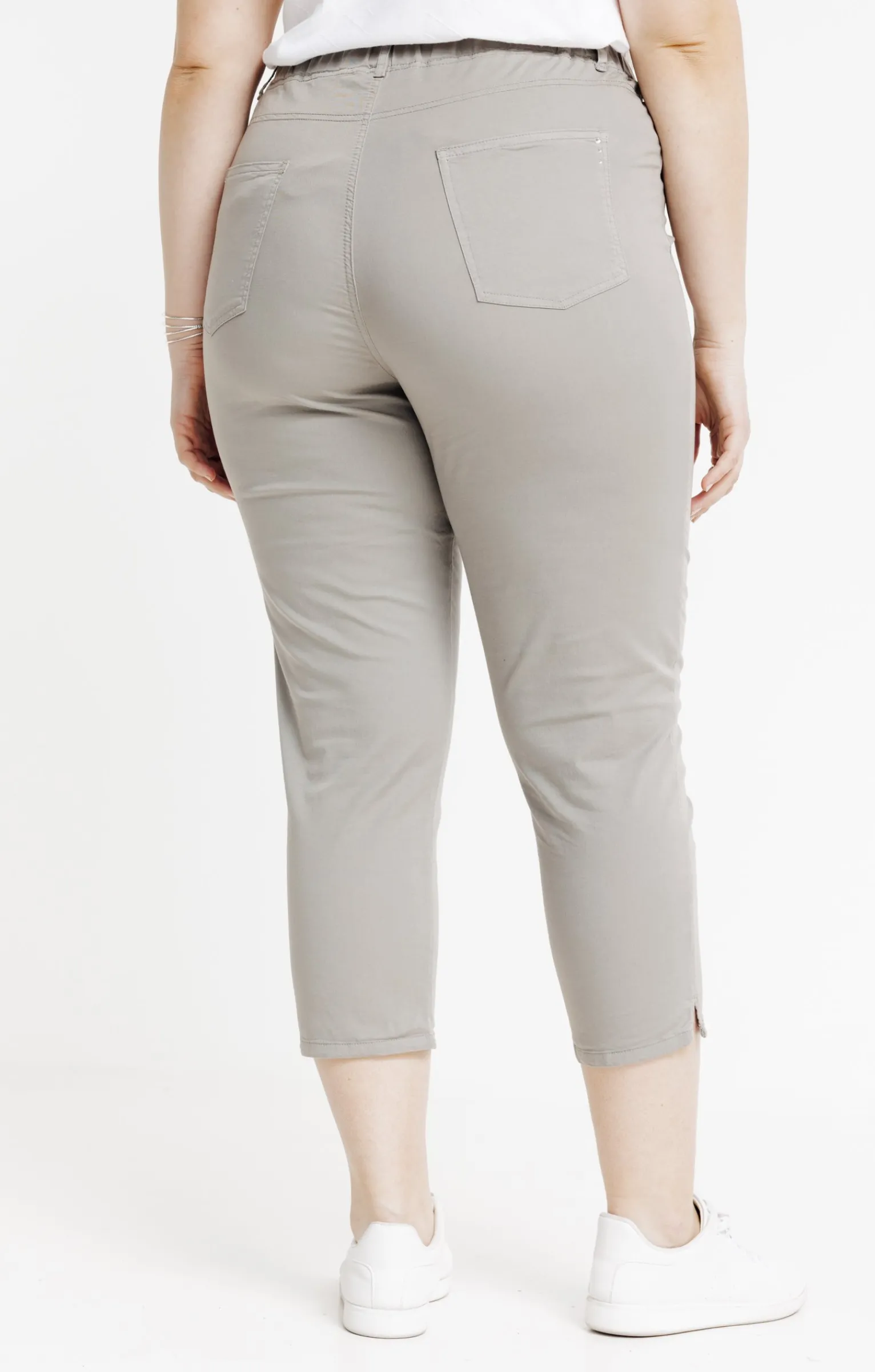 Toscane Boutique Pantalons|Tregging court détail strass smocked TAUPE