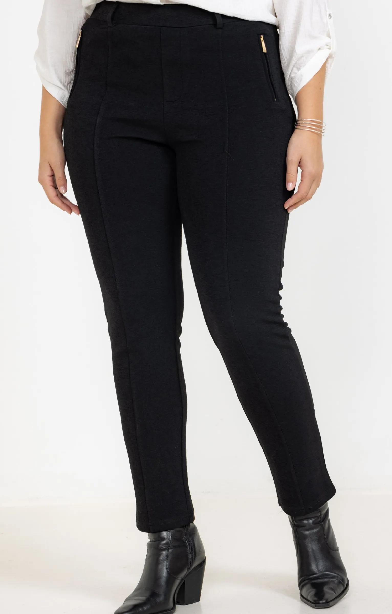 Toscane Boutique Pantalons|Tregging droit détail zip NOIR