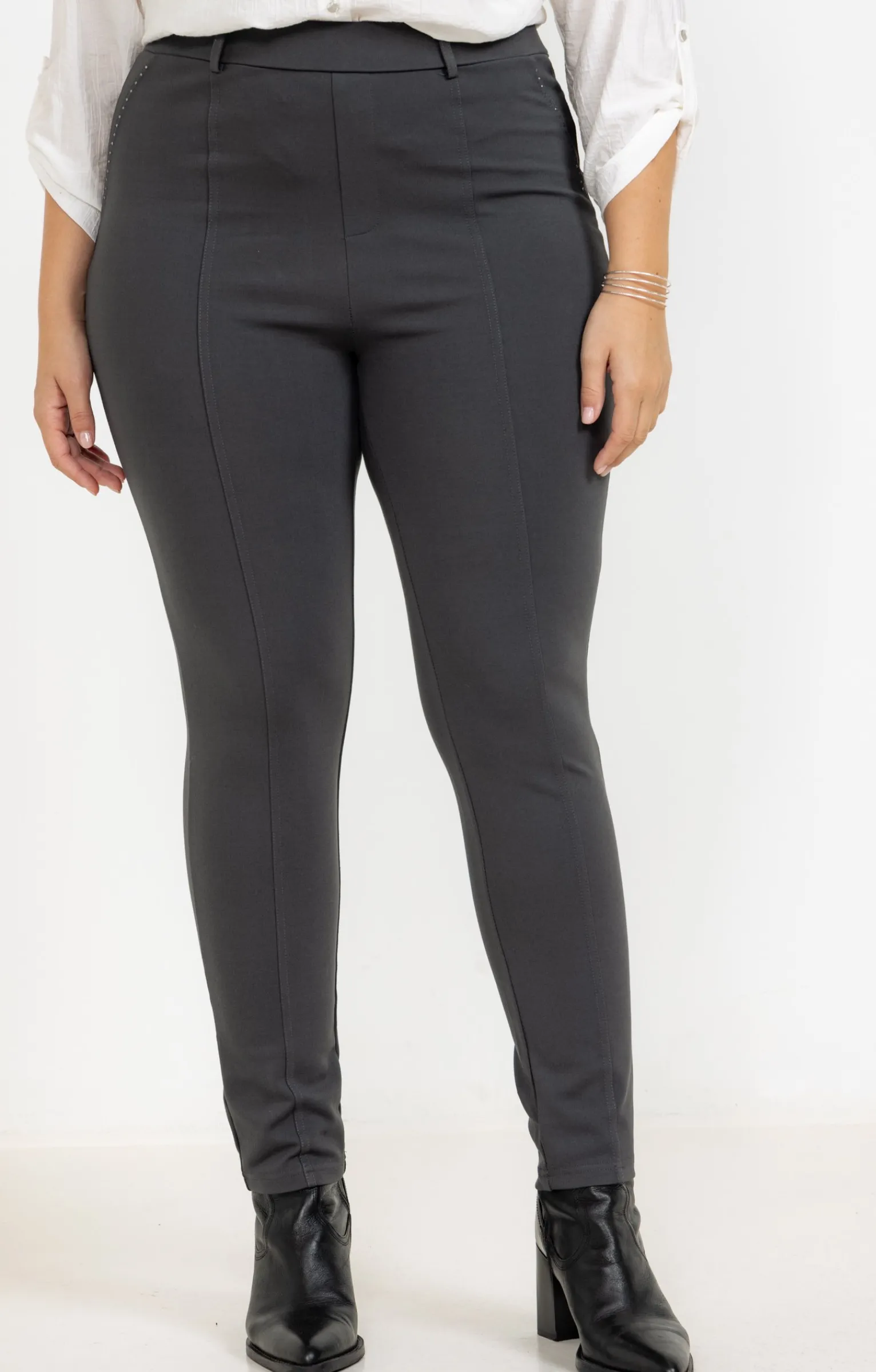 Toscane Boutique Pantalons|Tregging en maille poche décorée SMOKE GREEN