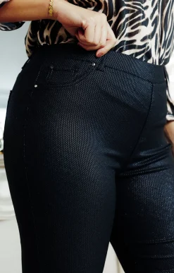 Toscane Boutique Pantalons|Tregging imprimé mini-traits NOIR