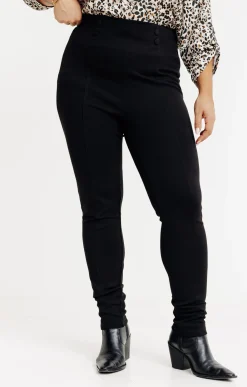 Toscane Boutique Pantalons|Tregging maille à boutons NOIR