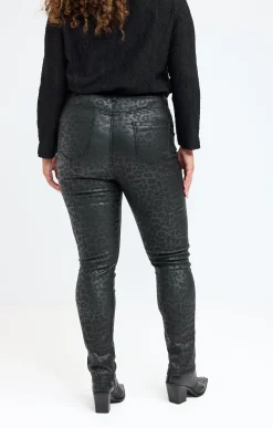 Toscane Boutique Pantalons|Tregging polaire imprimé léopard NOIR