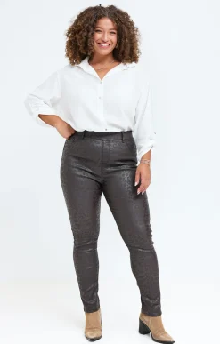 Toscane Boutique Pantalons|Tregging polaire imprimé léopard MOKA