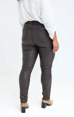 Toscane Boutique Pantalons|Tregging polaire imprimé léopard MOKA