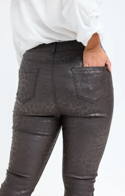 Toscane Boutique Pantalons|Tregging polaire imprimé léopard MOKA