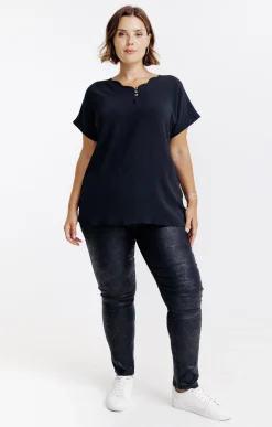 Toscane Boutique Pantalons|Tregging stretch effet peau de serpent NOIR