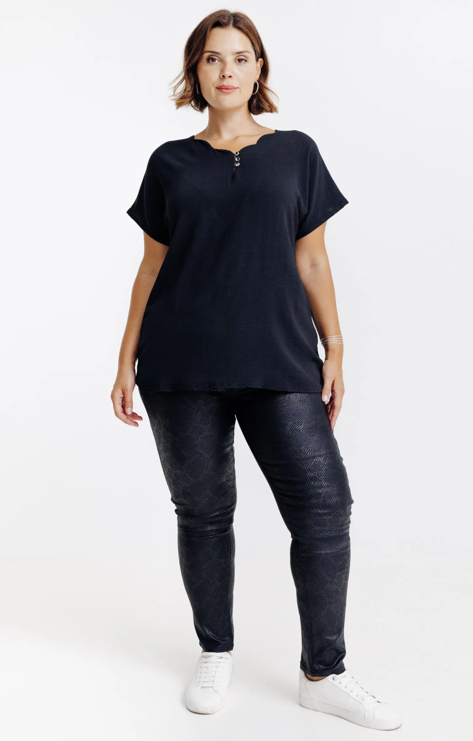 Toscane Boutique Pantalons|Tregging stretch effet peau de serpent NOIR