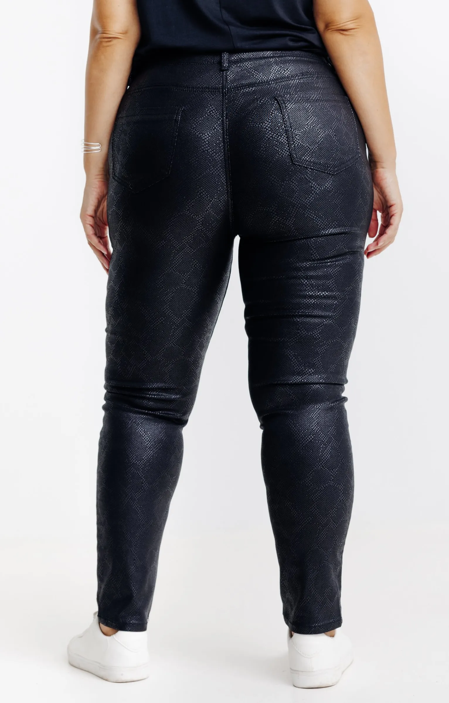 Toscane Boutique Pantalons|Tregging stretch effet peau de serpent NOIR